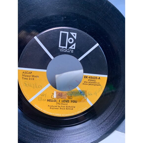 The Doors "Hello I Love You" "Love Street" 45 RPM Vinyl Record Elektra 1968 - Picture 3 of 3